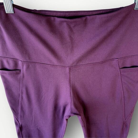 Danskin Activewear Yoga Gym Workout Tight Leggings Pocket High Rise Size L Plum - Picture 8 of 16